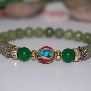 Jade Bracelet,Light Green Jade Bracelet,Colorful Charm Bracelet